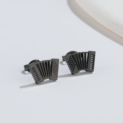 1 Pair Fashion Musical Instrument Titanium Steel Plating Ear Studs