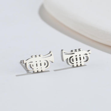 1 Pair Fashion Musical Instrument Titanium Steel Plating Ear Studs