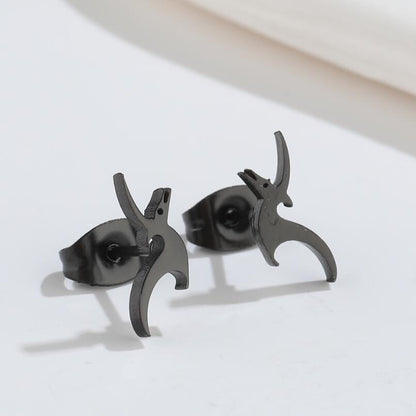 1 Pair Fashion Dog Dinosaur Giraffe Titanium Steel Ear Studs