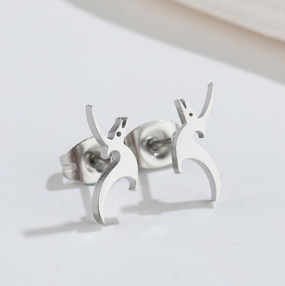 1 Pair Fashion Dog Dinosaur Giraffe Titanium Steel Ear Studs