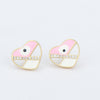 Fashion Moon Heart Shape Copper Ear Studs Stoving Varnish Inlay Zircon Copper Earrings