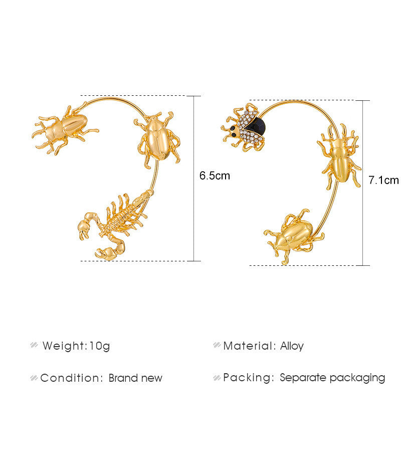 Exaggerated Insect Alloy Plating Rhinestone Ear Hook