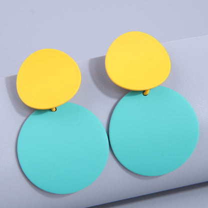 Fashion Round Alloy Drop Earrings 1 Pair