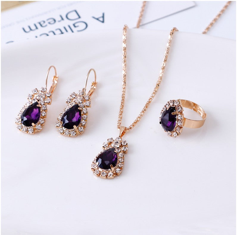 Casual Water Droplets Artificial Gemstones Artificial Rhinestones Women's Earrings Necklace