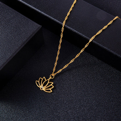 Fashion Lotus Alloy Plating Pendant Necklace 1 Piece