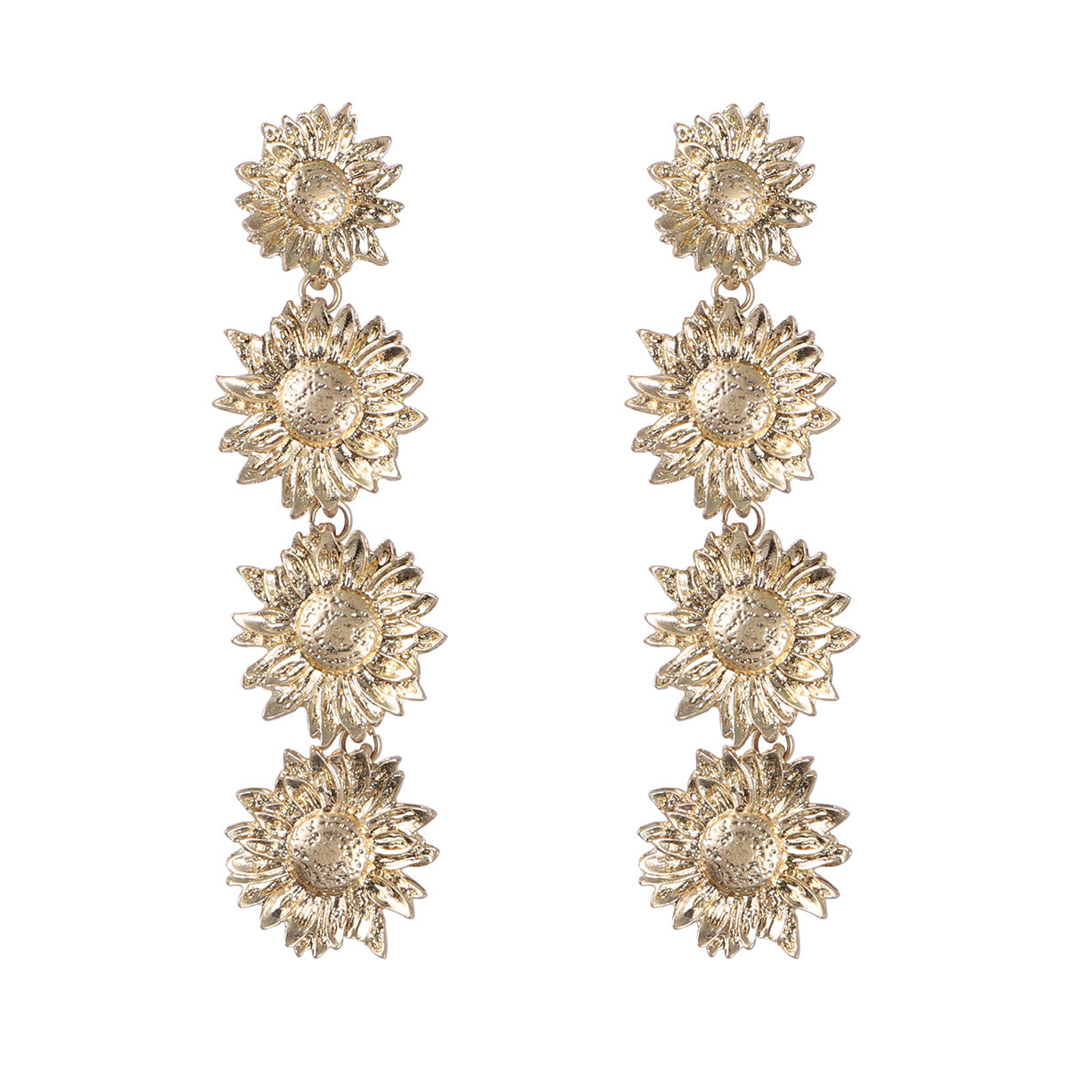 1 Pair Elegant Glam Exaggerated Irregular Flower Shell Plating Alloy Drop Earrings