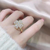 Simple Style Flower Alloy Plating Rhinestone Open Ring