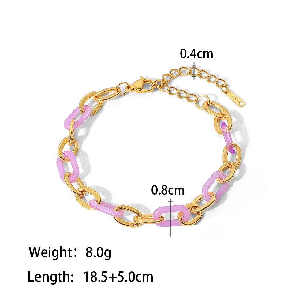 Fashion Geometric Stainless Steel Plating Resin Gold Plated Bracelets