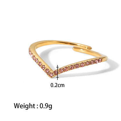 Fashion Geometric Stainless Steel Open Ring Inlay Zircon Stainless Steel Rings