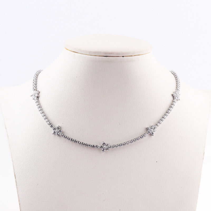 Simple Style Flower Copper Plating Zircon Choker