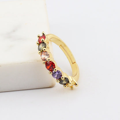 1 Piece Simple Style Flower Copper Inlay Zircon Open Ring