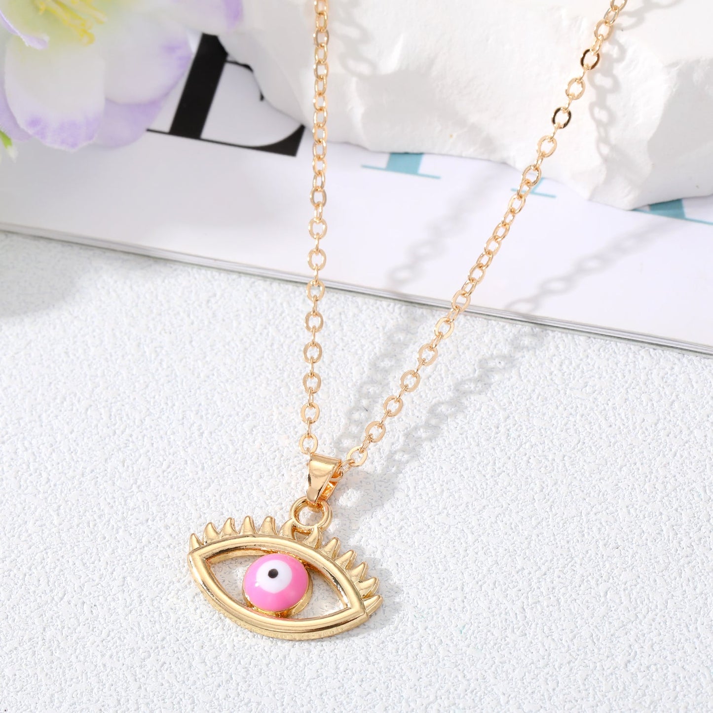 Fashion Devil's Eye Alloy Stoving Varnish Pendant Necklace 1 Piece