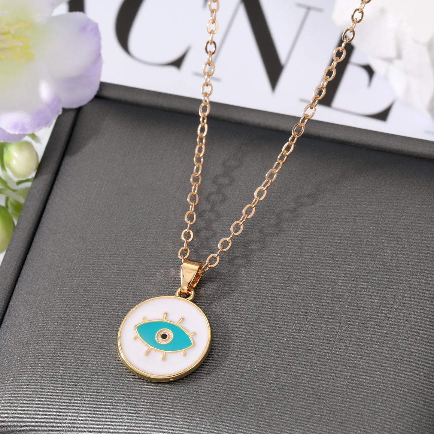 Fashion Devil's Eye Alloy Stoving Varnish Pendant Necklace 1 Piece