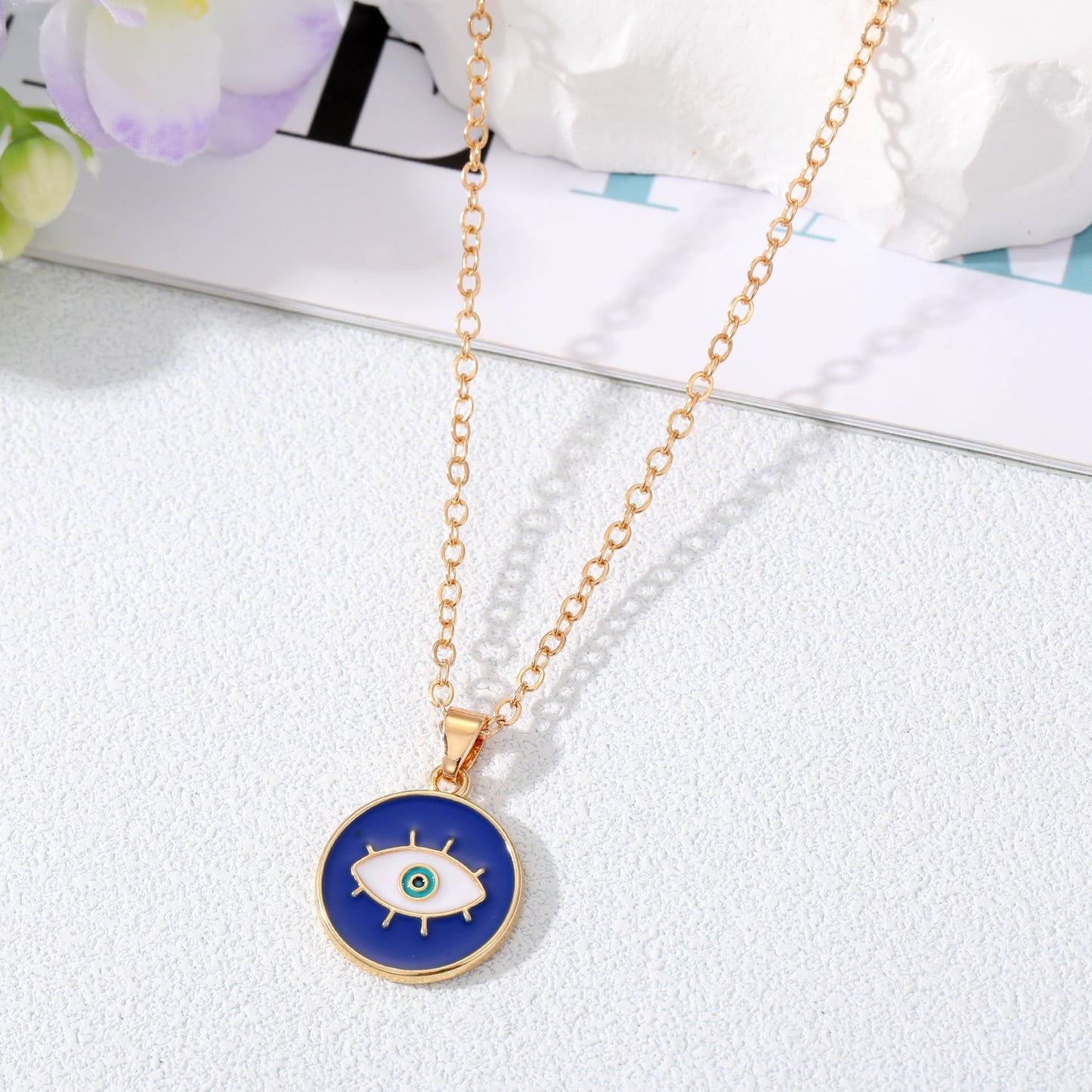 Fashion Devil's Eye Alloy Stoving Varnish Pendant Necklace 1 Piece