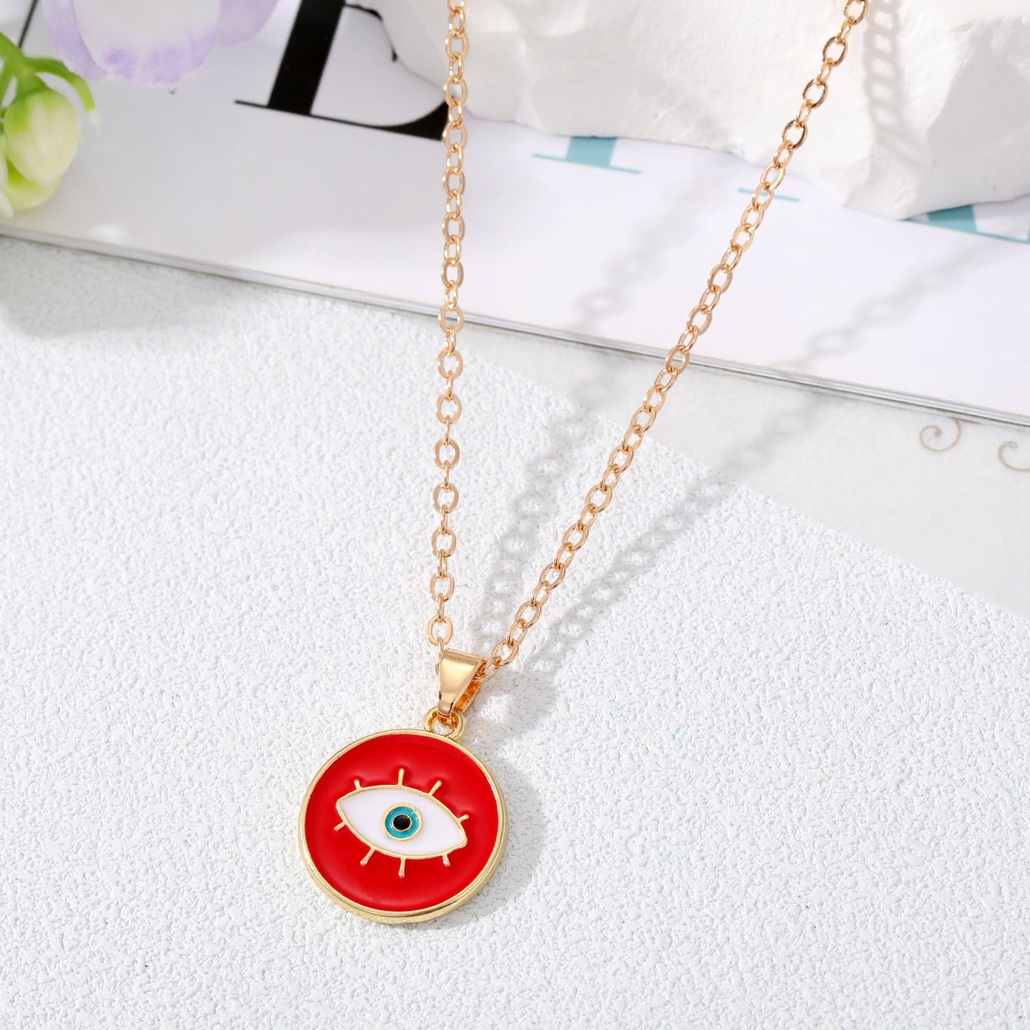 Fashion Devil's Eye Alloy Stoving Varnish Pendant Necklace 1 Piece