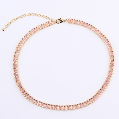 Fashion Geometric Copper Choker Inlay Zircon Copper Necklaces