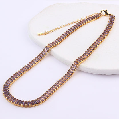 Fashion Geometric Copper Choker Inlay Zircon Copper Necklaces