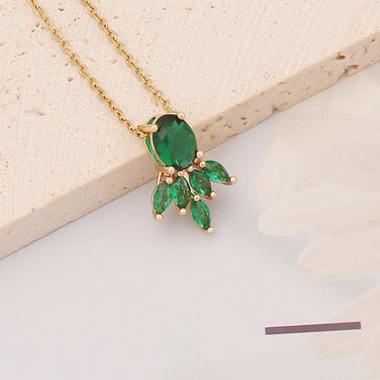 Stainless Steel 18K Gold Plated Fashion Flower Butterfly Zircon Pendant Necklace