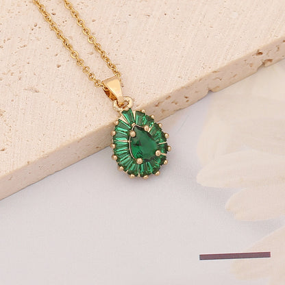 Stainless Steel 18K Gold Plated Fashion Flower Butterfly Zircon Pendant Necklace