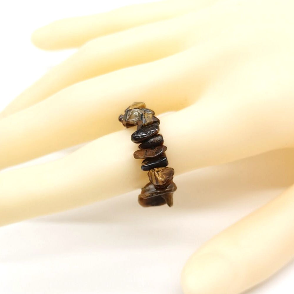 Ethnic Style Geometric Metal Beaded Natural Stone Rings
