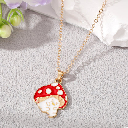 Cute Mushroom Alloy Enamel Alloy Pendant Necklace 1 Piece