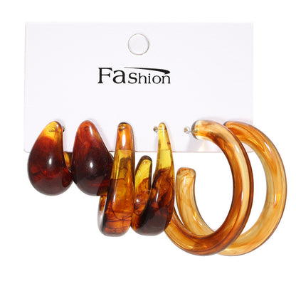 1 Set Fashion C Shape Pearl Alloy Resin Earrings