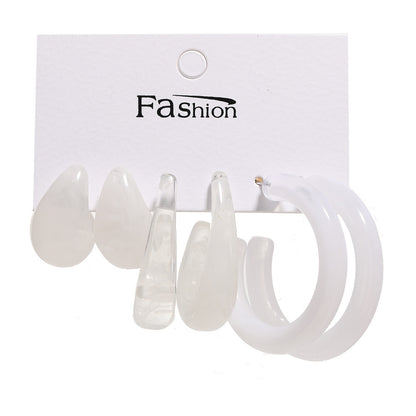 1 Set Fashion C Shape Pearl Alloy Resin Earrings