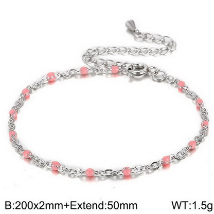 New Simple Stainless Steel Resin Steel Color Bead Necklace Accessories Wholesale