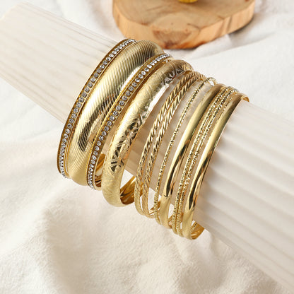 Fashion Geometric Alloy Shiny Metallic Bangle 1 Set