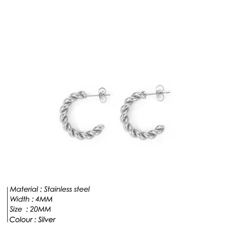 Lady Geometric Stainless Steel Hoop Earrings Plating Stainless Steel Earrings