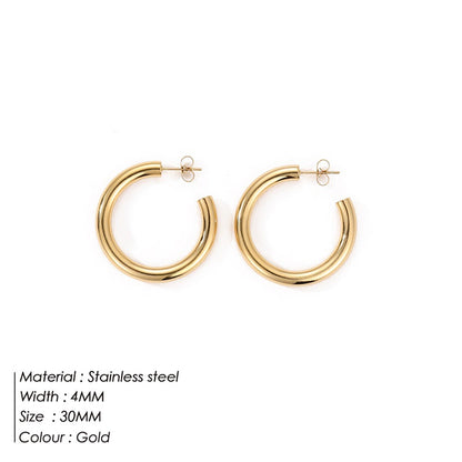 Fashion Geometric Plating Stainless Steel Hoop Earrings