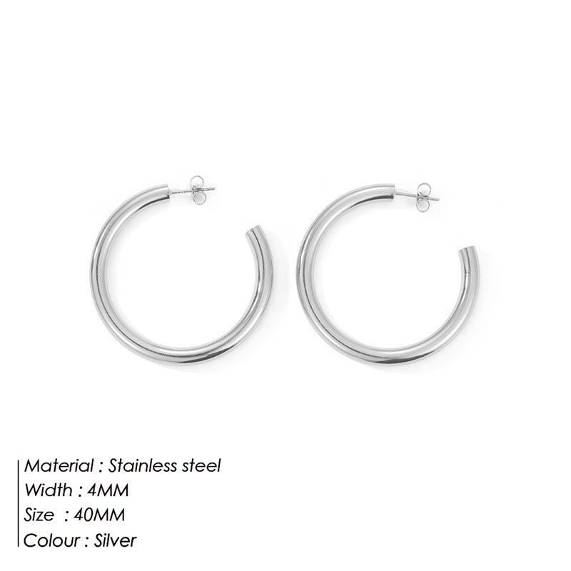 Fashion Geometric Plating Stainless Steel Hoop Earrings