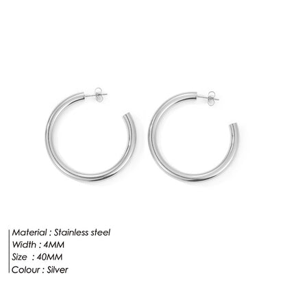 Fashion Geometric Plating Stainless Steel Hoop Earrings