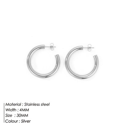 Fashion Geometric Plating Stainless Steel Hoop Earrings