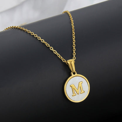 Simple Style Round Letter Titanium Steel Plating Necklace