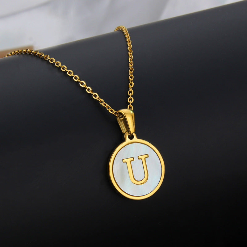 Simple Style Round Letter Titanium Steel Plating Necklace