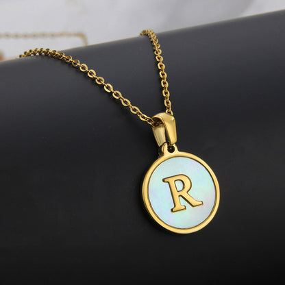 Simple Style Round Letter Titanium Steel Plating Necklace