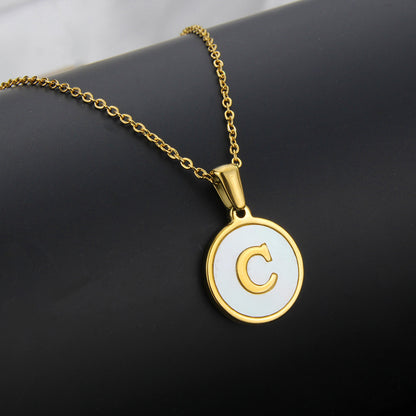 Simple Style Round Letter Titanium Steel Plating Necklace