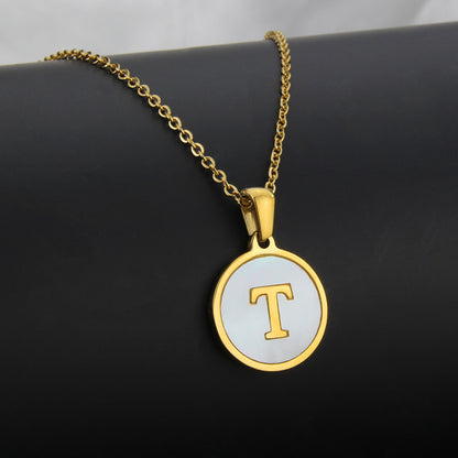 Simple Style Round Letter Titanium Steel Plating Necklace