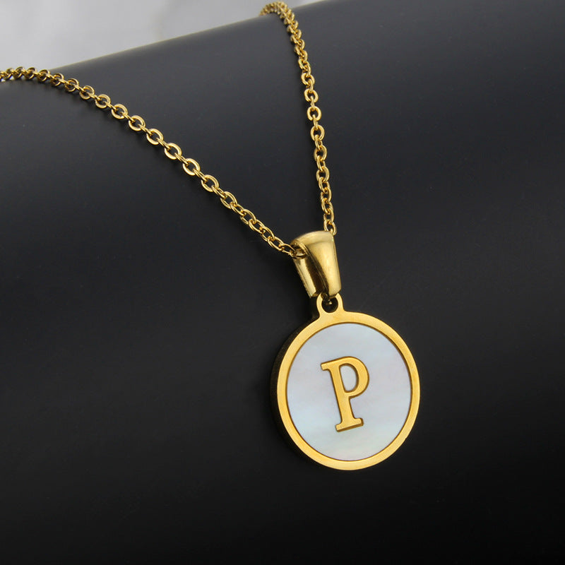 Simple Style Round Letter Titanium Steel Plating Necklace