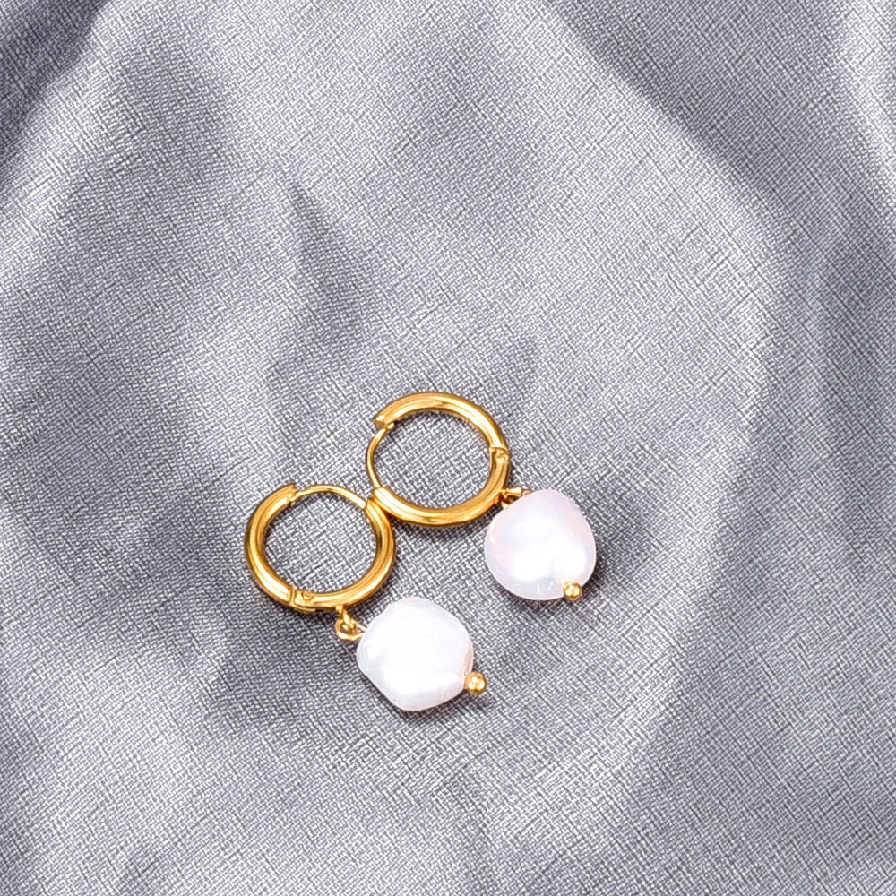 Elegant Geometric Plating Titanium Steel Pearl Drop Earrings