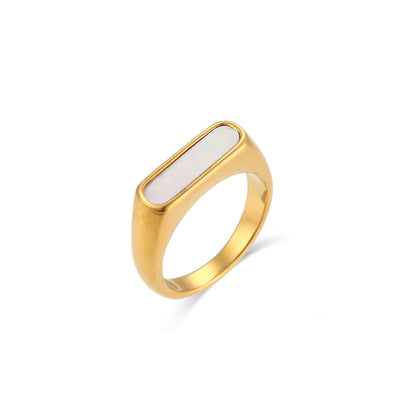 Fashion Rectangle Stainless Steel Plating Shell Gold Plated Rings