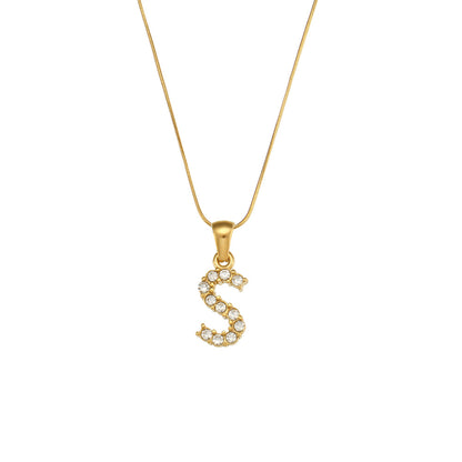 Lady Letter Stainless Steel Necklace Plating Zircon Stainless Steel Necklaces