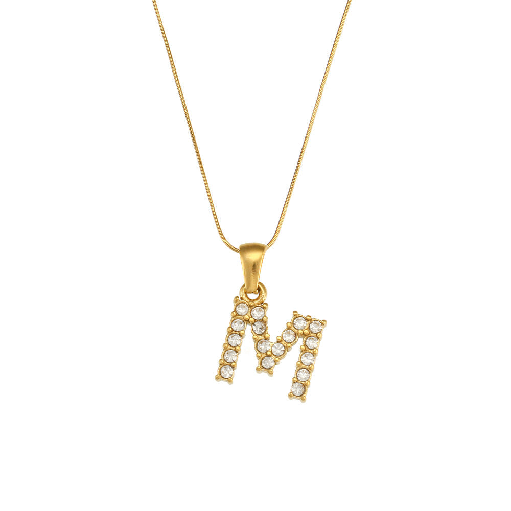 Lady Letter Stainless Steel Necklace Plating Zircon Stainless Steel Necklaces