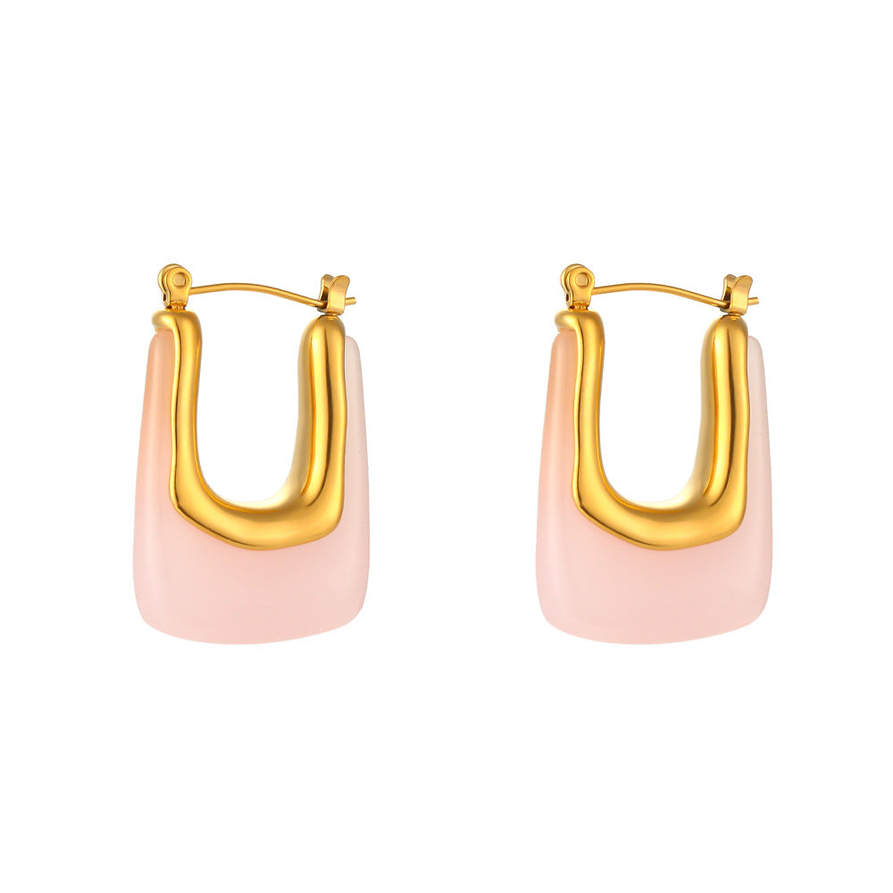 Vintage Style C Shape U Shape Plating Stainless Steel Arylic Gold Plated Ear Studs