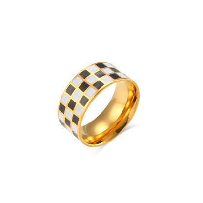 Retro Geometric Plaid Stainless Steel Rings Stainless Steel Rings