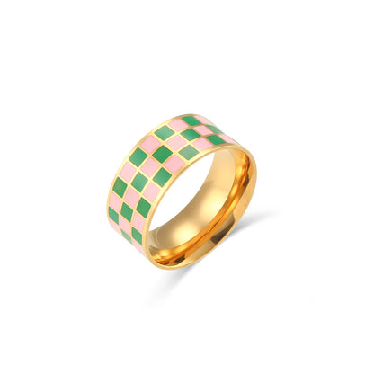 Retro Geometric Plaid Stainless Steel Rings Stainless Steel Rings