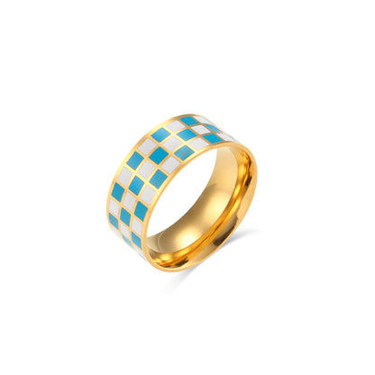 Retro Geometric Plaid Stainless Steel Rings Stainless Steel Rings