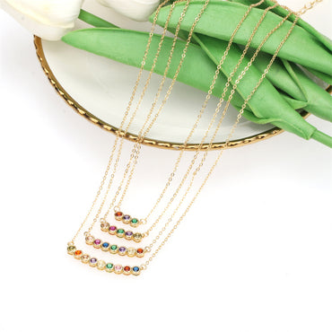 Fashion Round Copper Necklace Inlay Zircon Copper Necklaces