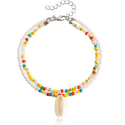 Fashion Shell Alloy Beaded Anklet